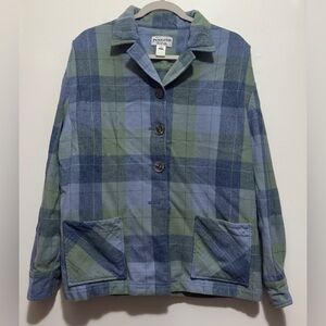 Pendleton 100% Virgin Wool Blue Green Plaid 49er Shacket Size XL Made in The USA